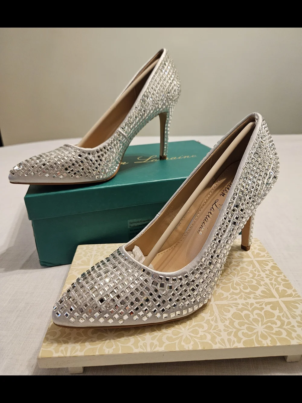 Silver Embellished Pointed-Toe Pumps By LAUREN LORAINE